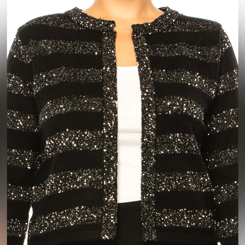 ba&sh Trevis Sequin Stripe Cropped Cardigan